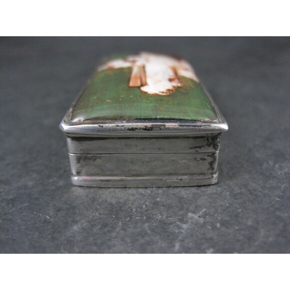 Vintage English Sterling Enamel Pill Box Art Nouveau - Picture 6 of 10